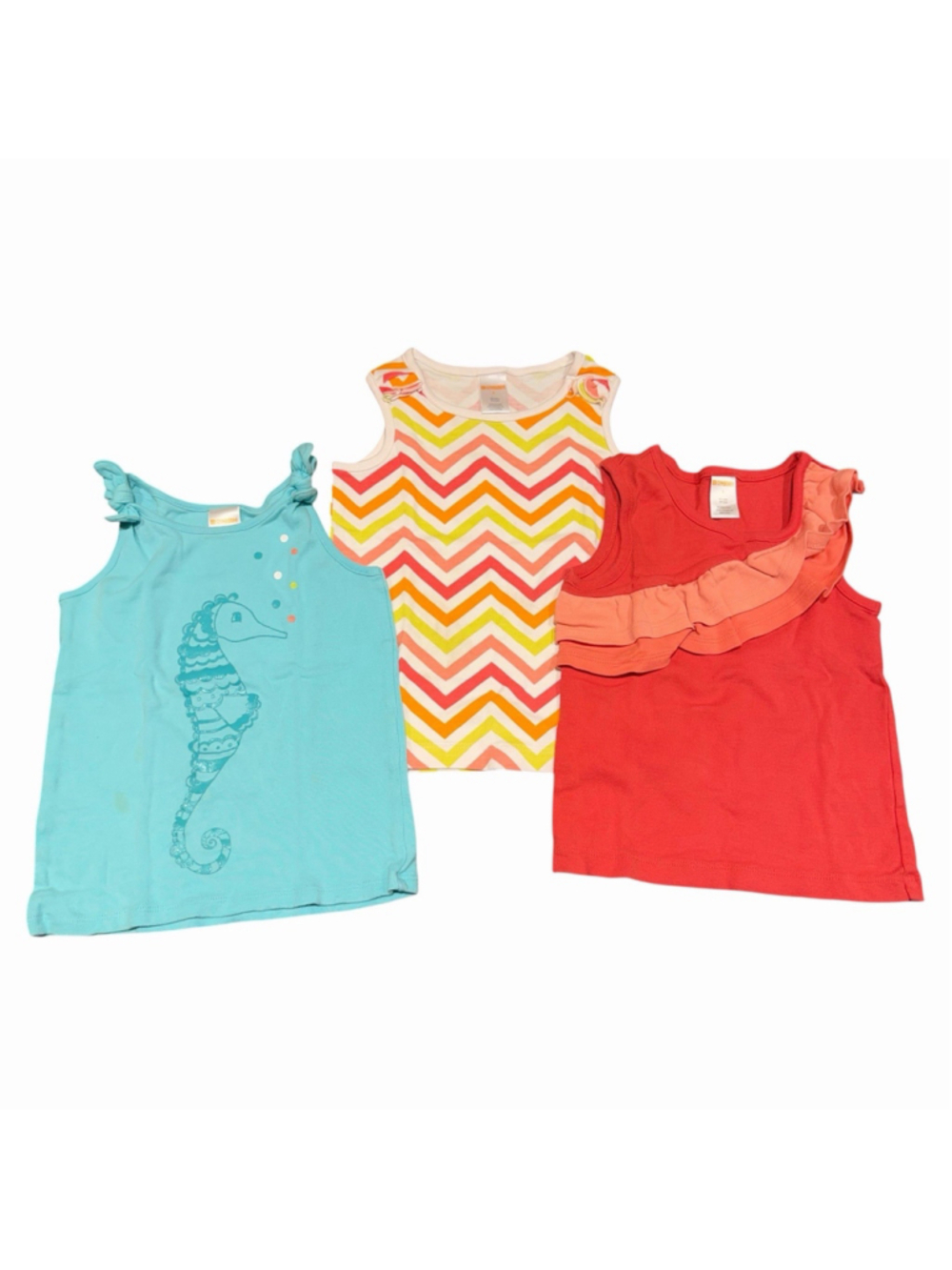 Gymboree Girls Lot Of 3 Tank Tops Size 5 - 100% Cotton Summer Camp Vacation Tops
